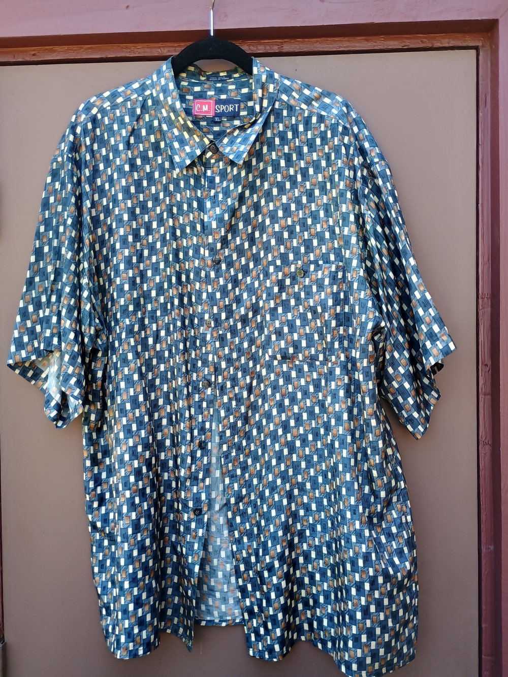 C.M. Sport Men’s Short-Sleeve 100% Silk Button-Down Shirt